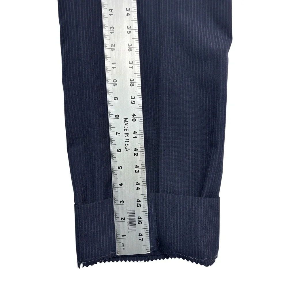 vtg Hickey Freeman 44R 36x30 Navy Blue Pinstripe 2pc Pant Suit USA Wool Classic